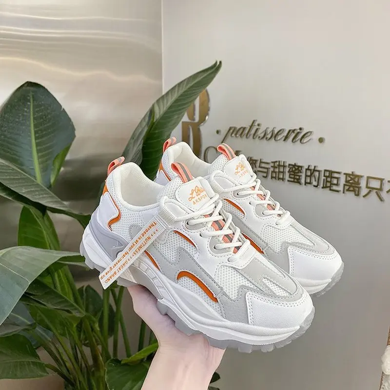 

Женские кроссовки с сеткой, белые, дышащие, на вулканизированной подошве, для осени, 2021