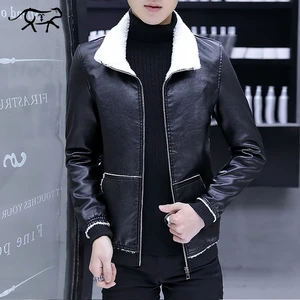 Новинка, зимние кожаные куртки, Мужская модная брендовая Вельветовая Толстая Теплая Повседневная мужская мотоциклетная куртка из искусственной кожи, большая модель