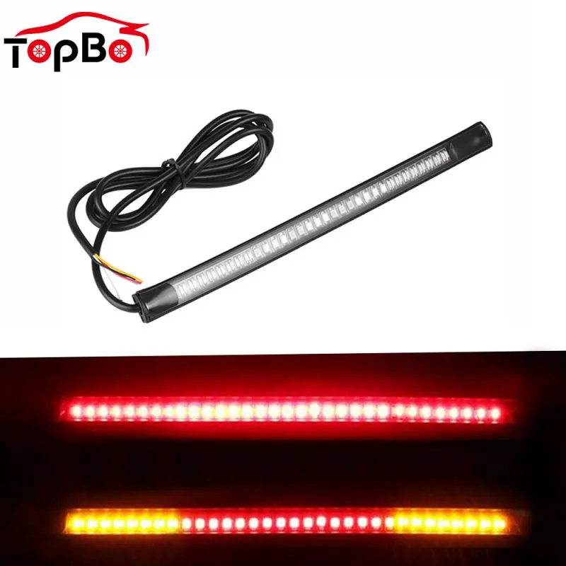 

48 LEDs Motorcycle Light Strip License Plate Lights Tail Brake Stop Turn Signal Lights 3528 SMD Red Amber Color