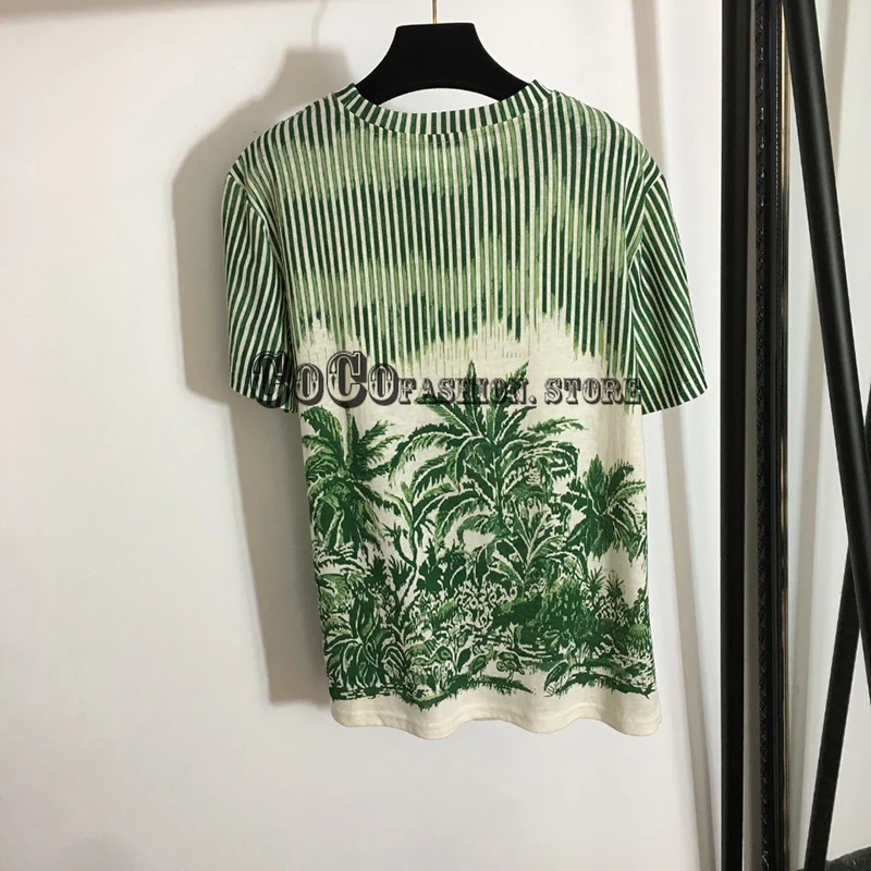 

Luxury designer 2021 new summer women Coconut tree printing Crew neck Casual Short Sleeve T-shirt graphic tee shirts top S-L