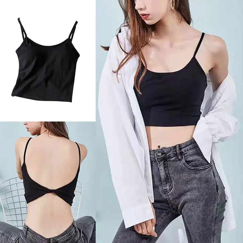 Женский летний однотонный Мягкий Топ с подкладкой короткий облегающий топ на