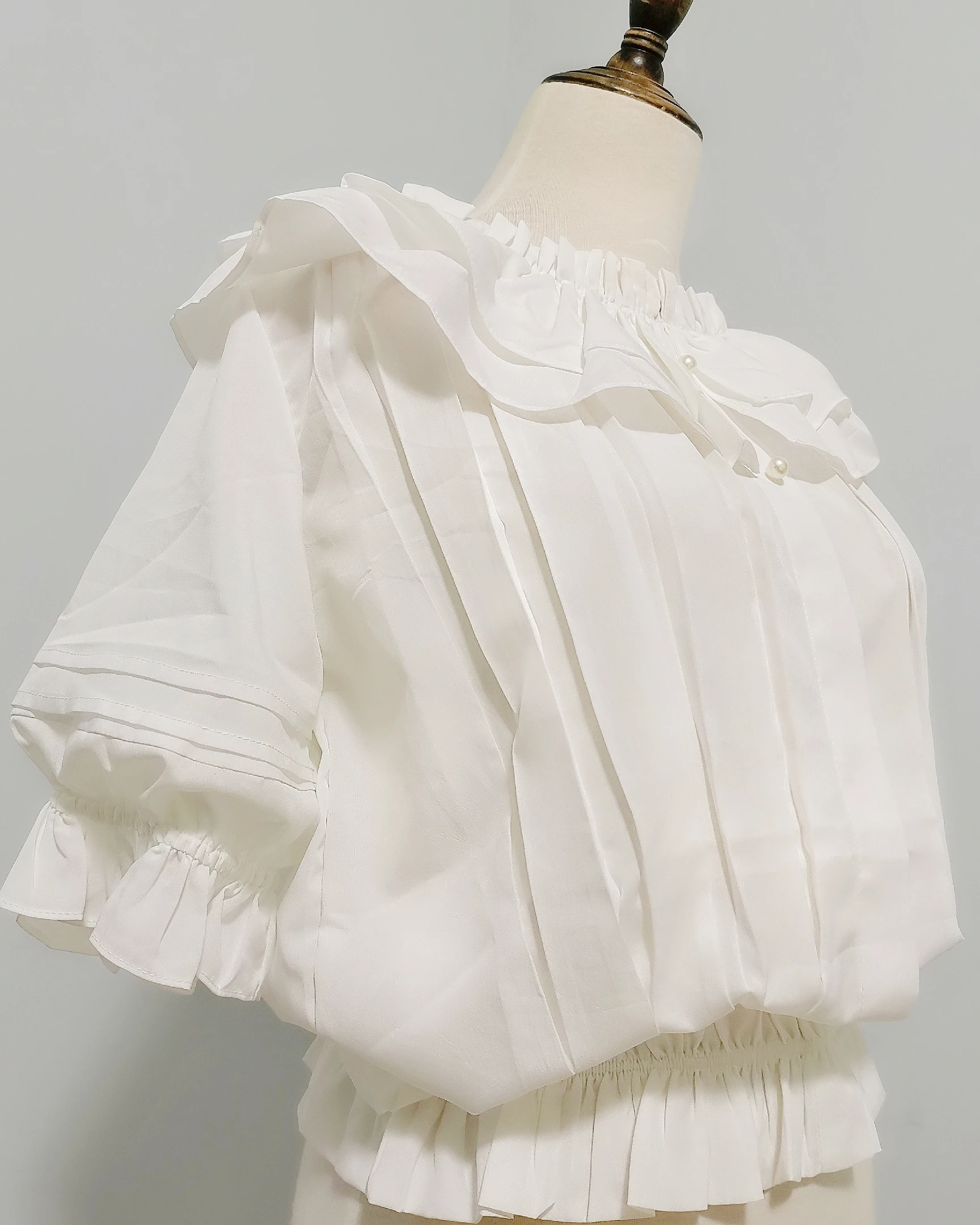 

Топ сладкой Лолиты в стиле преппи для студенток кавайная девушка воротник Питер Пэн белая викторианская рубашка свободная Готическая руба...