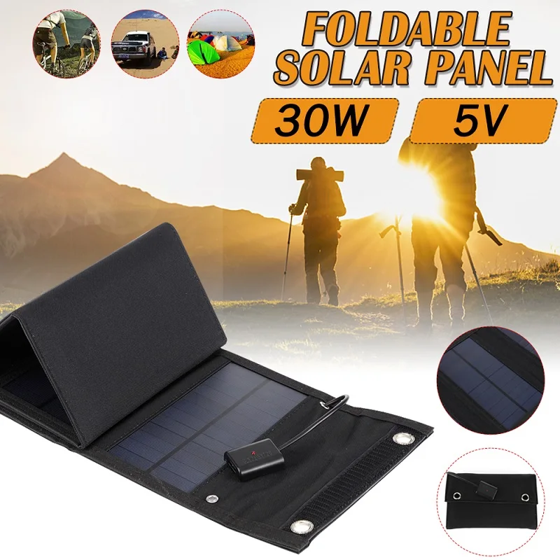 

30W Foldable USB Solar Panel Solar Cell Waterproof Portable Folding Solar Panel Charger Outdoor Mobile Power Battery Charger