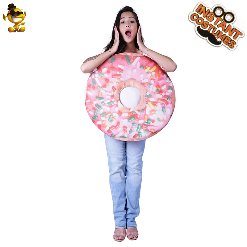 New Women's Pink Doughnut Costume  Facny Dress Role Play Christmas Party Cosplay Donuts Clothes