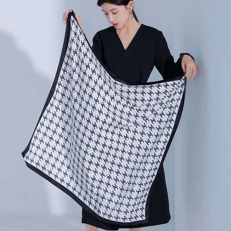 Шелковый шарф атласная бандана женская летняя квадратная маленькая сумочка