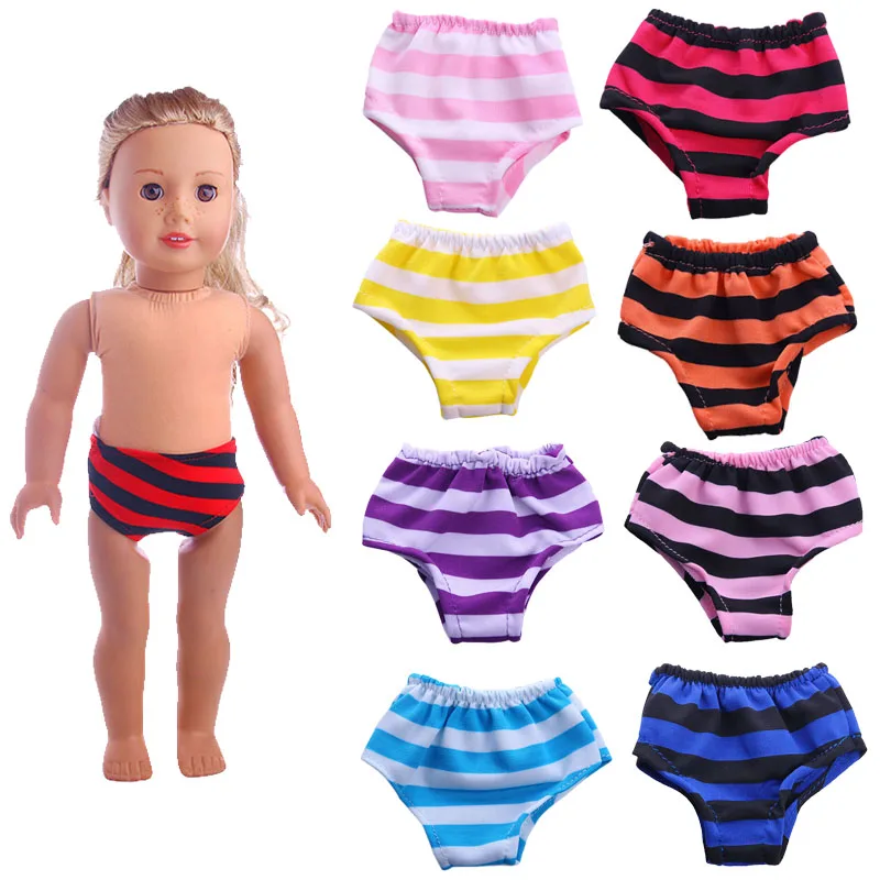 Doll  Clothes Striated Panties for 18 Inch Americian&43cm  Born  Boy Baby Doll Daily Underwear Various