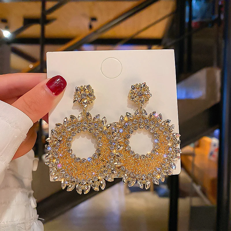 

Fashion Cubic Zirconia Hoop Earrings for Women New Hiphop/Rock Crystal Statement Earrings Jewelry Accessories Anniversary Gifts