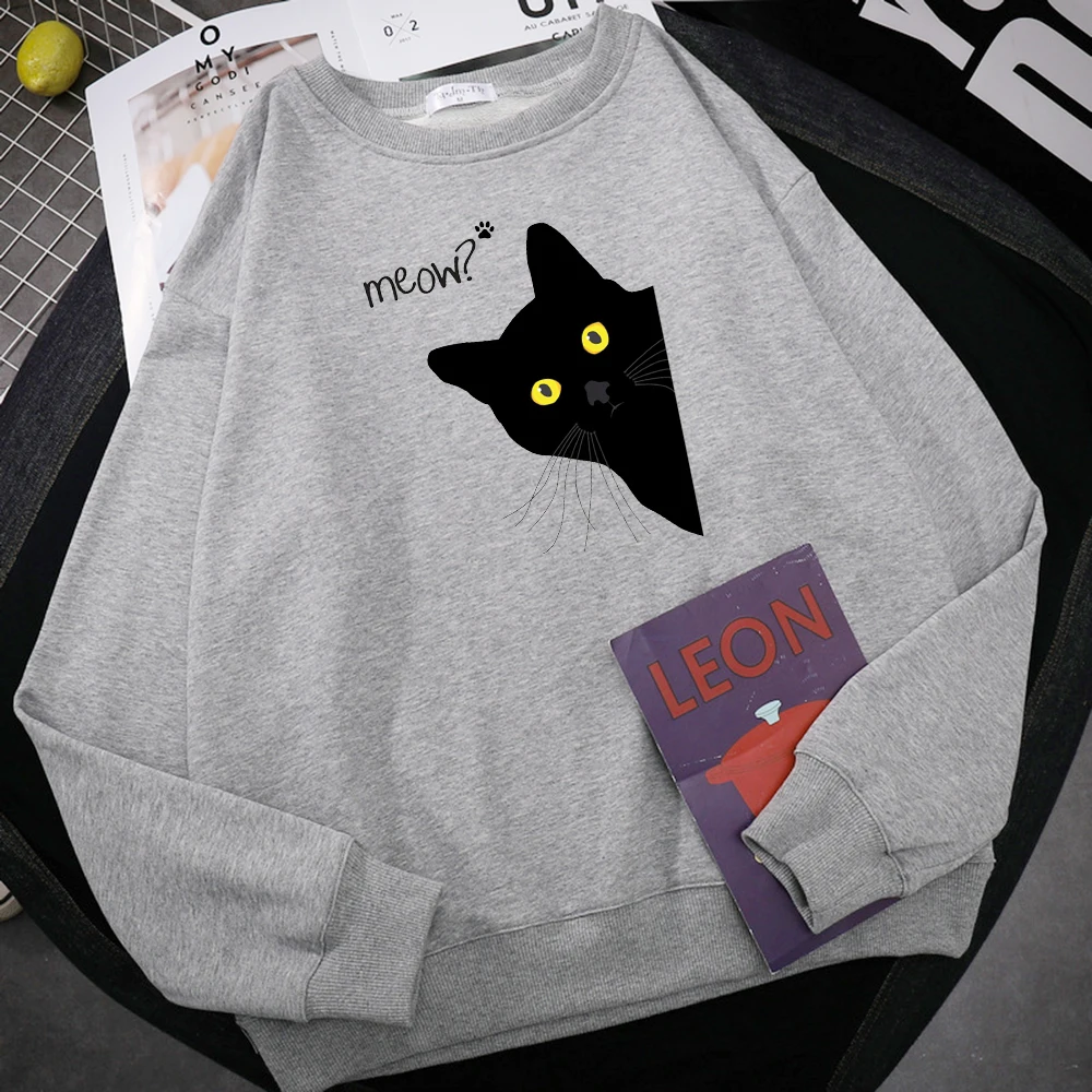 

Big Black Cat Personality Hoody Printing Sweatshirt For Men's Street Casual Men Pullover Famous Brand Korean Male Sweatshirts