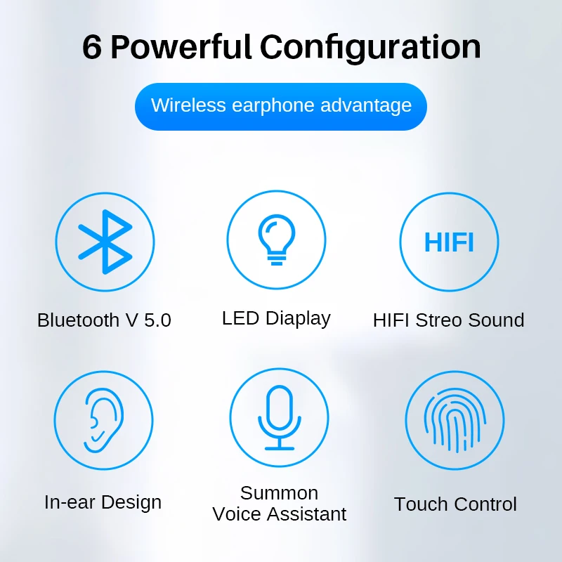 YBD цифровой дисплей TWS 5,0 Bluetooth наушники 3D стерео беспроводные наушники с сенсорным управлением гарнитура