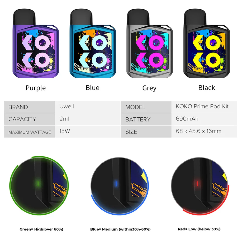 Набор для вейпа Uwell KOKO Prime электронная сигарета с батареей 690 мАч набор Caliburn G Pod
