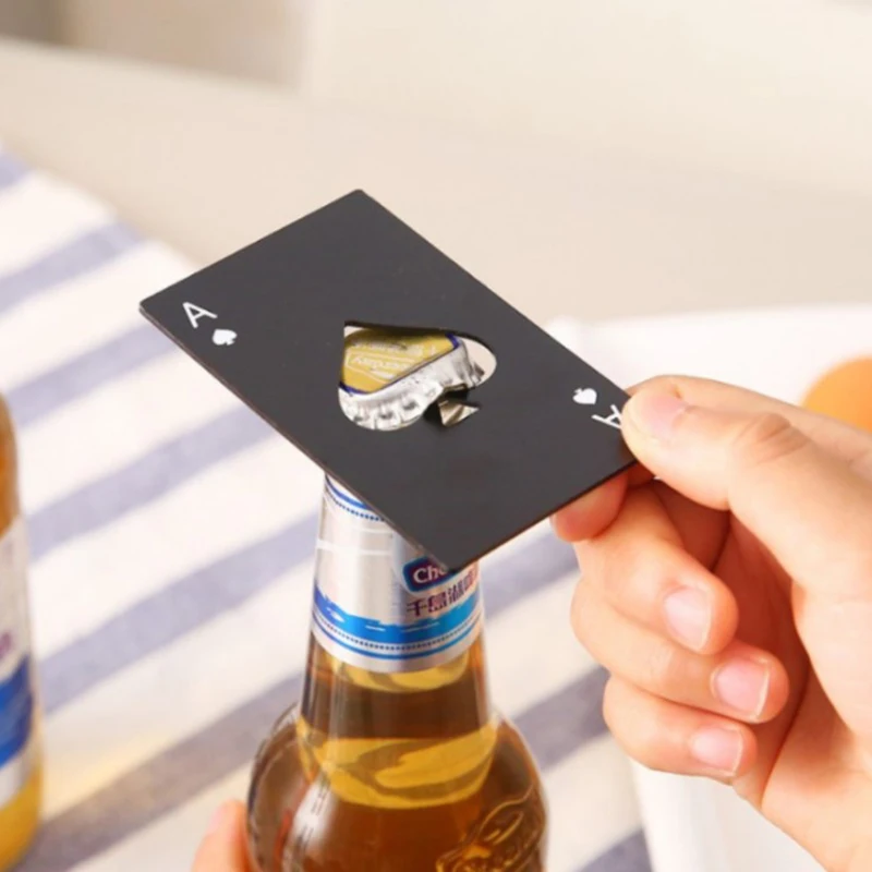 Творческий пивной штопор из нержавеющей стали "Покер туз пик карманные карточки" для открывания вина, пива и газированных напитков. Кухонные инструменты.