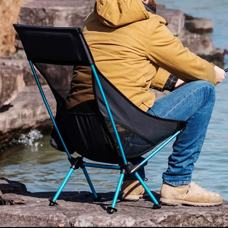 구매 아웃도어 캠핑 낚시 접이식 달 의자 초경량 고품질 휴대용 의자 해변 하이킹 피크닉 좌석 아웃도어 가구, 휴대용 의자 아웃도어 낚시 피크닉