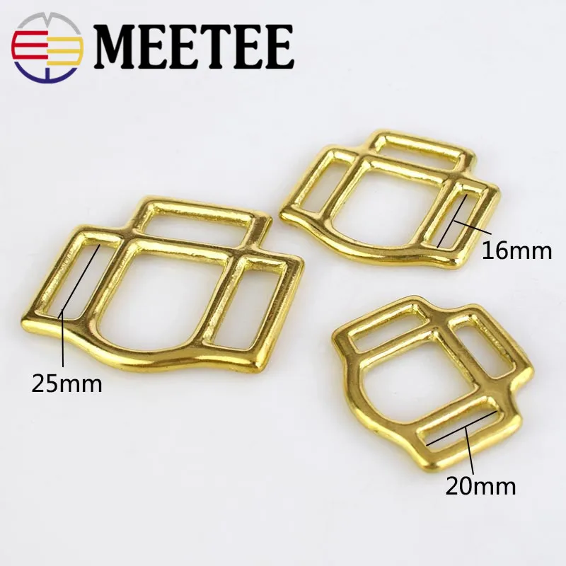 Meetee 2/8 шт. сумки из чистой меди пряжка с Трехходовой латунной пряжкой кожаный