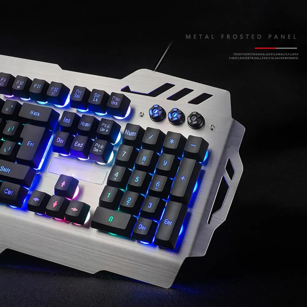 

Seven-color Backlight Keyboard Waterproof RGB USB Wired Gaming Metal Keyboard for Computers Notebook