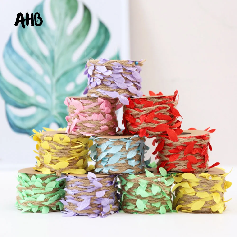

5M/Bundle 15MM Artificial Leaves Trim Rope Leaf Ribbons For DIY Appliques Garment Embellishment Sewing Decorative Materials