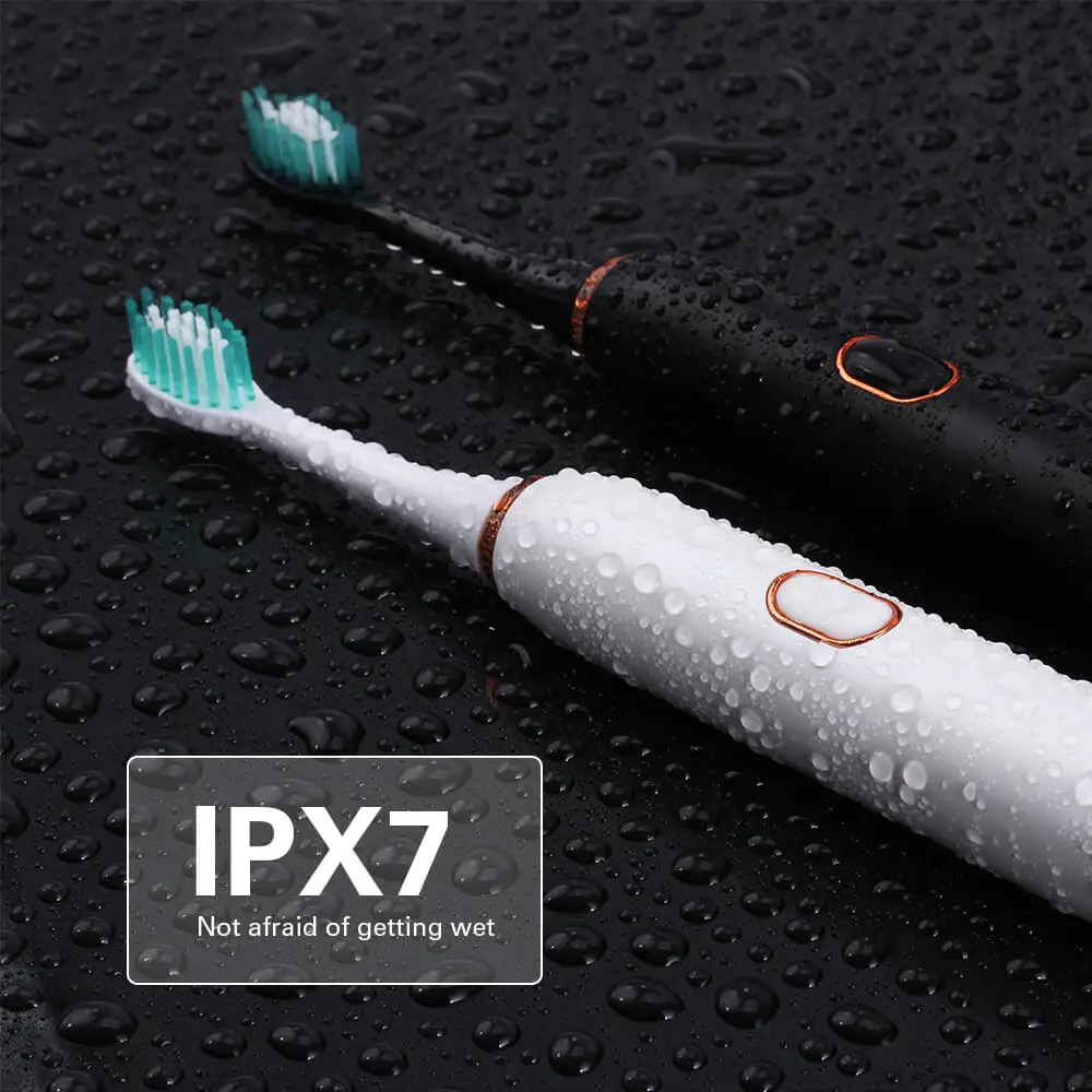 AZDENT 3 режима ультра звуковая электрическая зубная щетка USB перезаряжаемая зубная щетка с 2 шт. DuPont Сменные зубные головки