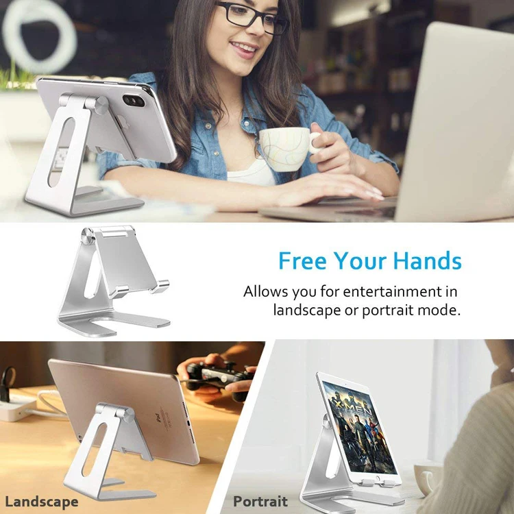 

Universal Mobile Phone Desktop Holder Metal Cell Phone Stand Aluminium Alloy Tablet Bracket Support for Home Office