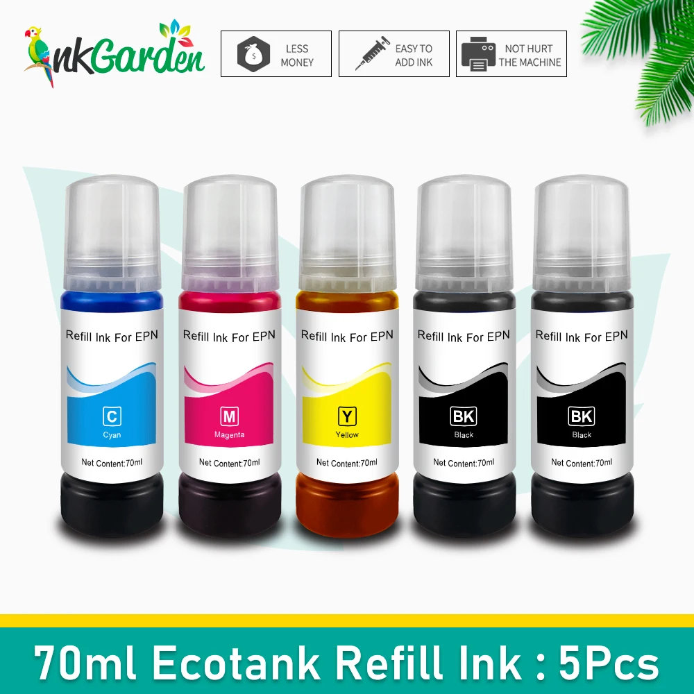 

5 PCS 103 104 105 512 T103 T104 T105 T512 EcoTank Refill Dye Based Ink Kits For Epson L3150 L3111 L3151 L3110 ET775 Printer