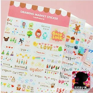 

6 sheets Wanna drawing deco PVC Kawaii Scrapbooking Stickers diary Planner Stickers/sticky notes/papelaria Korean stationary