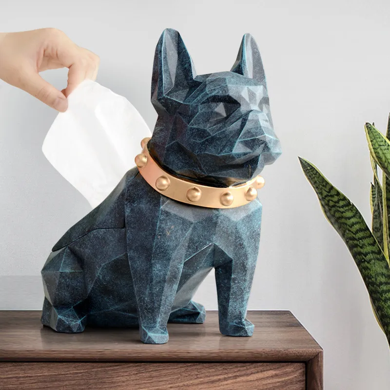 

Dog Figurine Resin Black Dog Tissue Holder Craft For Kitchen Home Decor Modern Creative Geometric Dog Tissue Box WX23