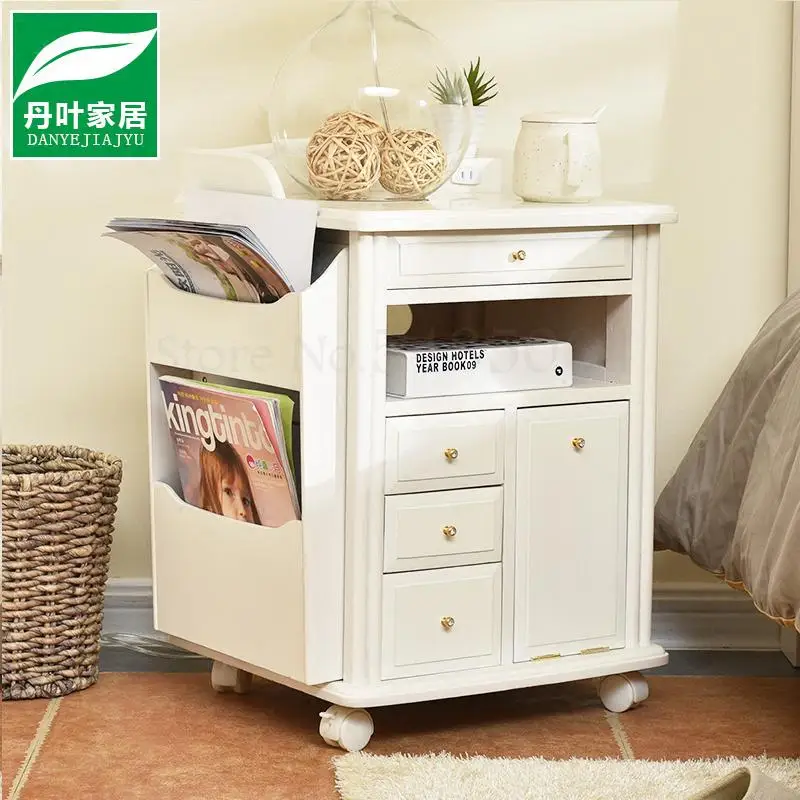 Сплошная деревянная прикроватная настольная сосны простой современный белый