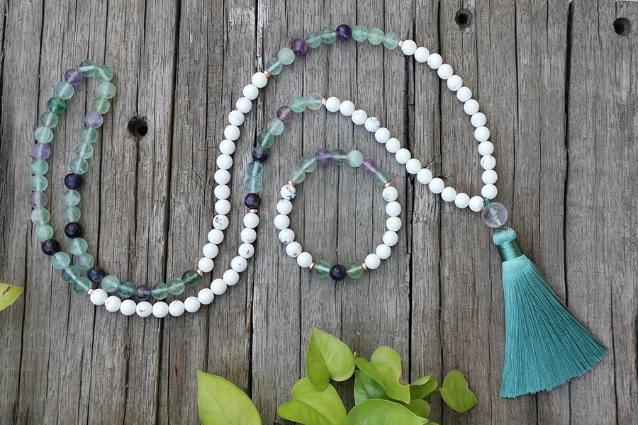 8 мм бусины из натурального камня, флюорит, Howlite, зеленый, успокаивающий, японские наборы, духовные ювелирные изделия, медитация, Вдохновляющие, 108 бусы мала
