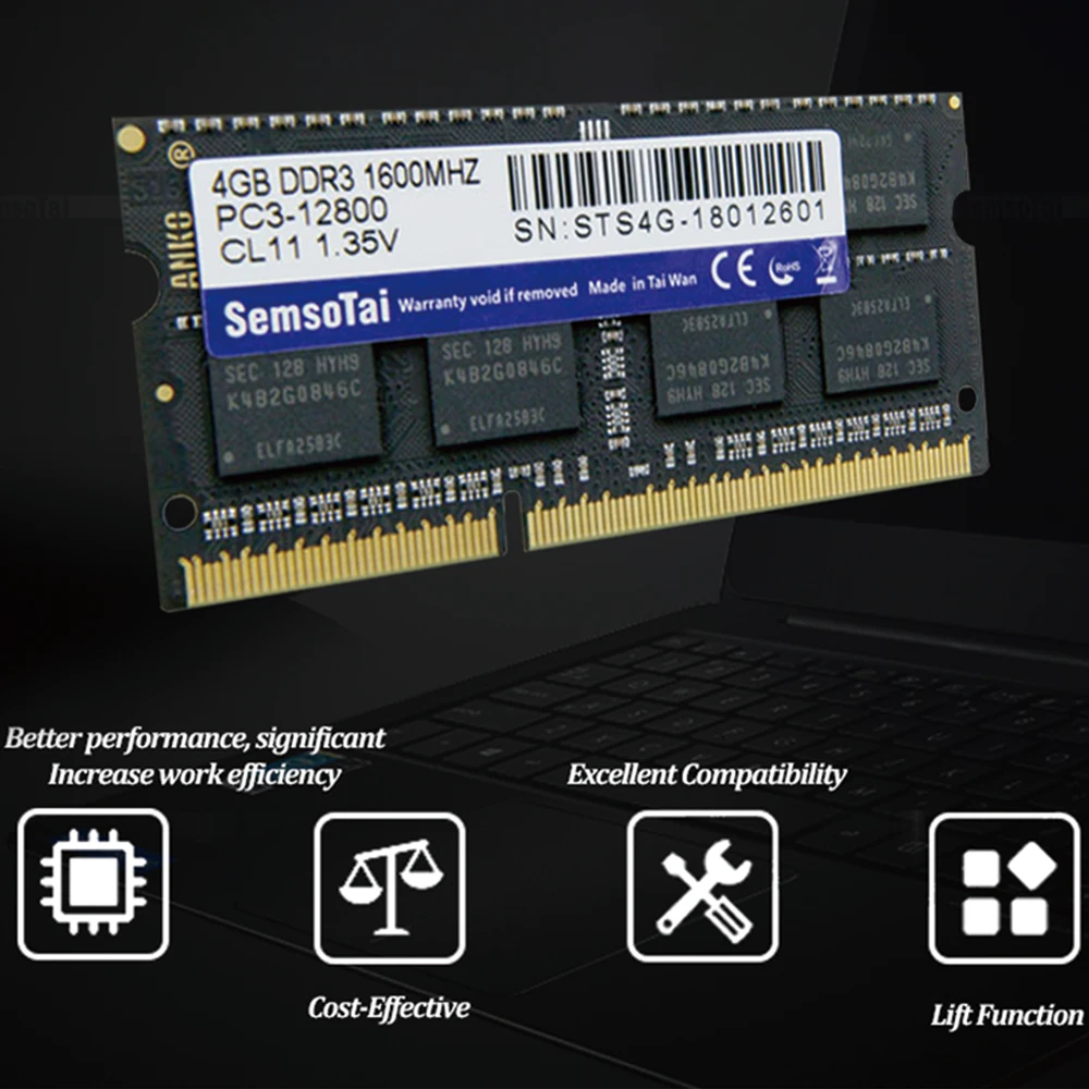 Оперативная память SemsoTai ddr3 4 ГБ 8 1600 МГц 204Pin PC3-12800 CL = 11 1 35 в пожизненная гарантия