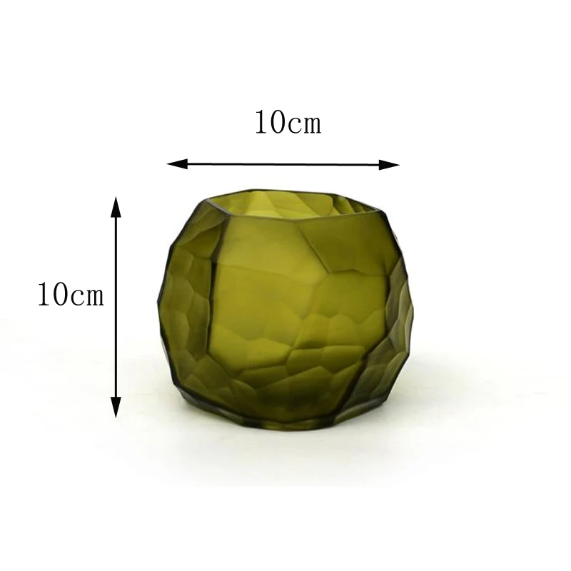 10cm Olive green Europe diamond glass vase High-quality Hydroponics dried flowers arrangement Tabletop large vase living room home decoration - Цвет: 10cm Olive green