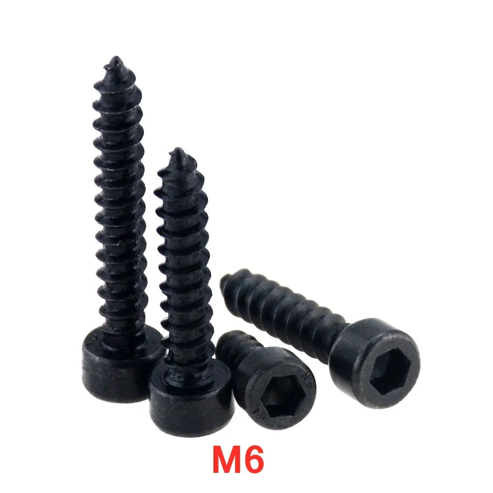 

Винты саморезы из углеродистой стали для динамика, 5 шт., M6 * 16, 20, 30, 40, 50, 8,8 класс, черные с шестигранным отверстием и головкой, M6x16