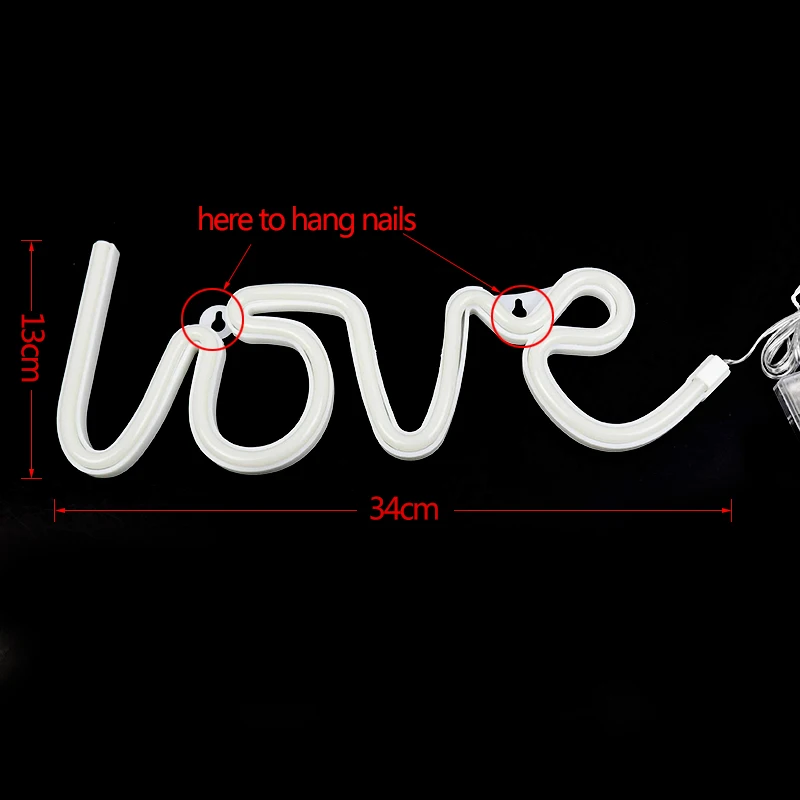

LED Neon Lights Love Shape Night Light Sign Lamp Wedding Party Decoration Valentine's Day Home Bedroom Night Lamp Gift Supplies8