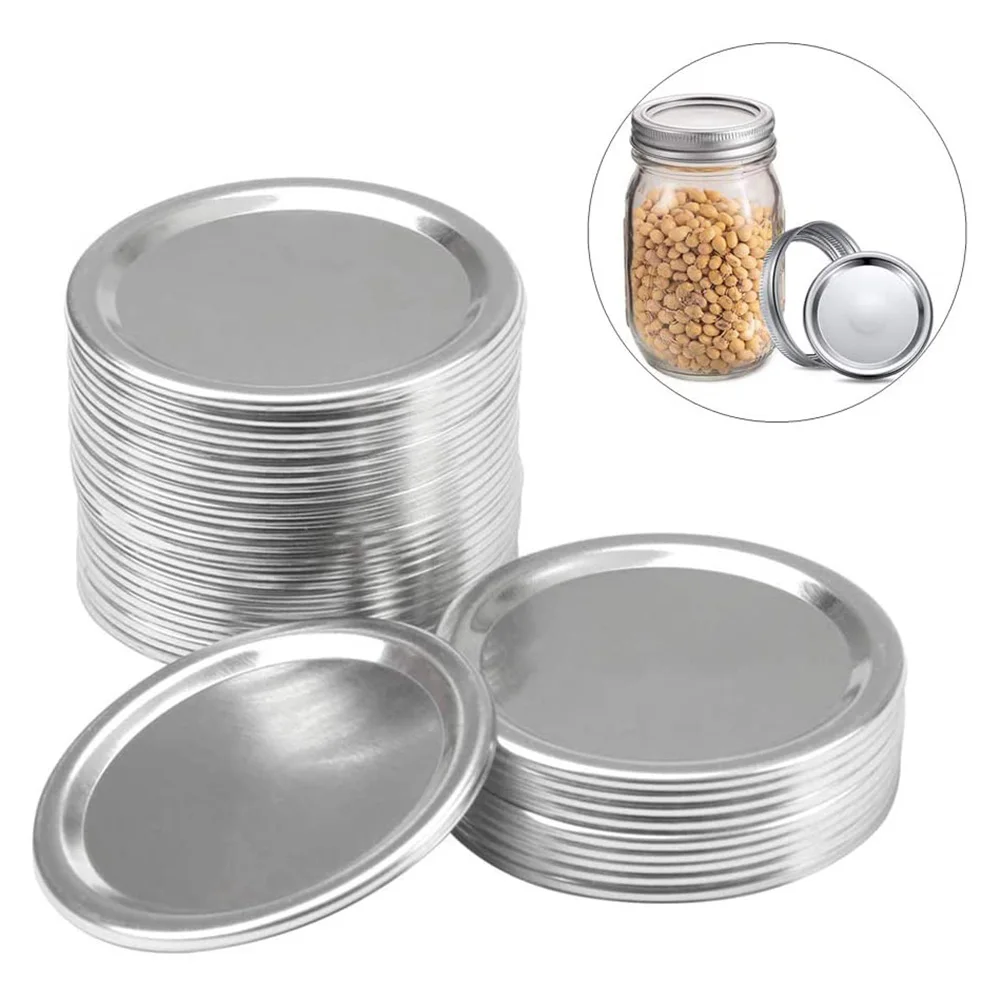 

10Pcs Canning Lids Mason Jar Lids/Bands Regular Mouth Stainless Steel Lids for Mason Jar Splits-type Lids Leakproof TY53