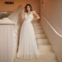 modern bridal elegant plus size a line wedding dresses 2022 v neck spaghetti straps bridal gown dot tulle vestidos de novia