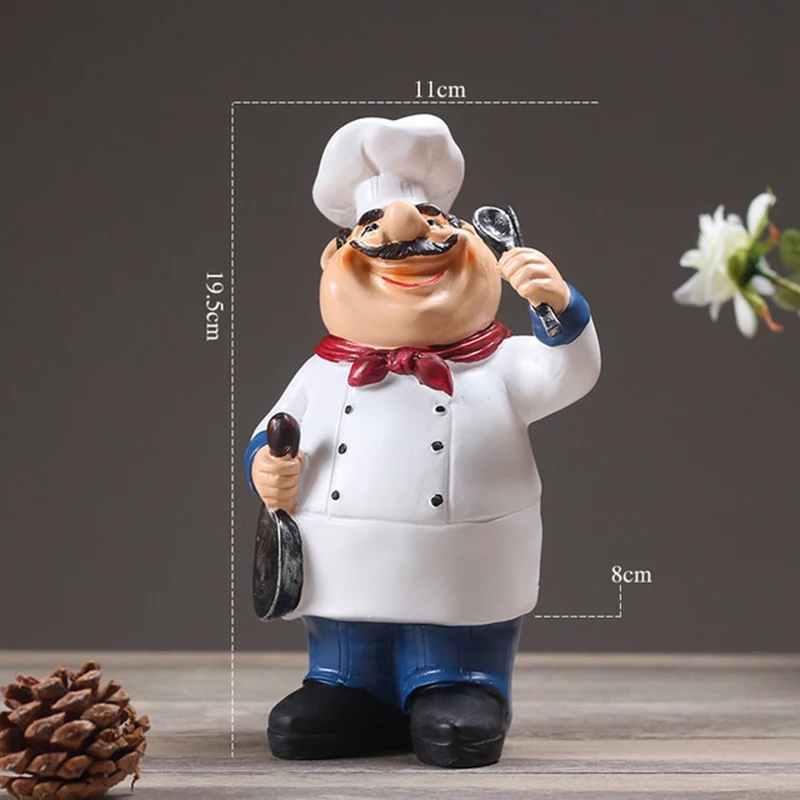 Retro Chef Model Ornaments Resin Crafts Mini Figurines Home Kitchen Restaurant Bar Coffee Decor-A |