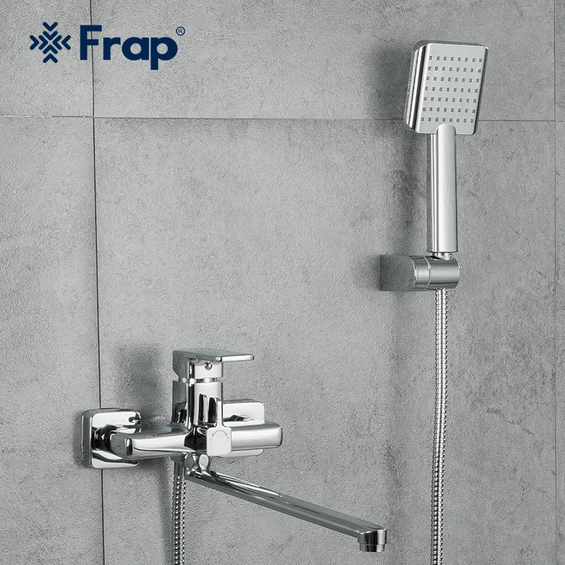 

Frap Bathroom Shower Faucet Wall Mounted Cold and Hot Water Mixer Bathtub Tap Handheld Shower Head Brass Chrome Shower Mixers
