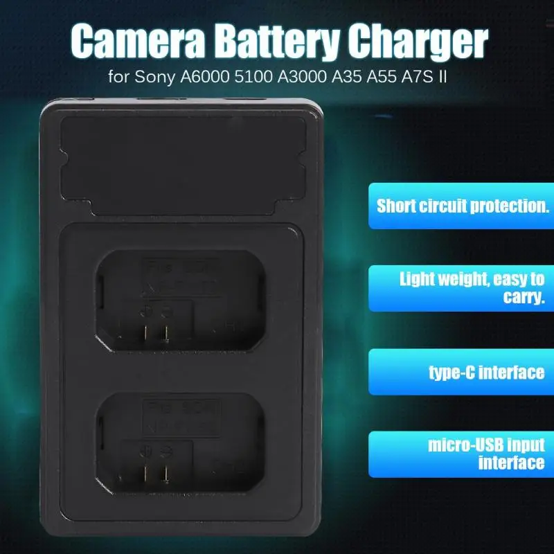 Портативное NP-FW50 зарядное устройство для камеры с ЖК-дисплеем и USB двойное Sony A6000