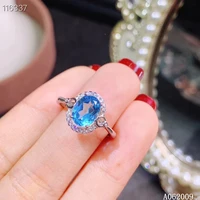 kjjeaxcmy fine jewelry 925 sterling silver inlaid natural blue topaz new ring noble girls ring support test