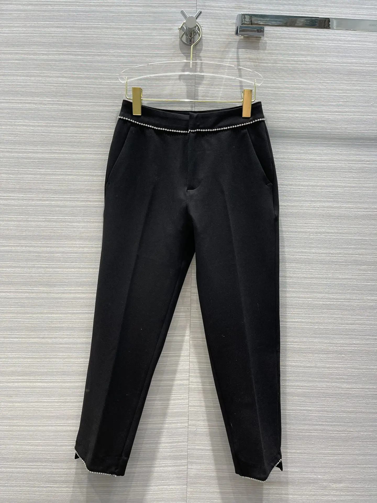 

2023 new fashion ladies loose beaded straight small trousers 0108