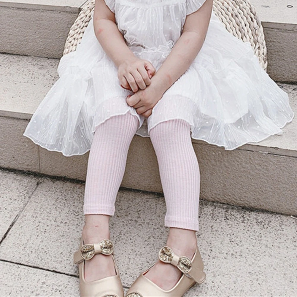 Детские леггинсы для девочек однотонные повседневные длинные хлопковые с