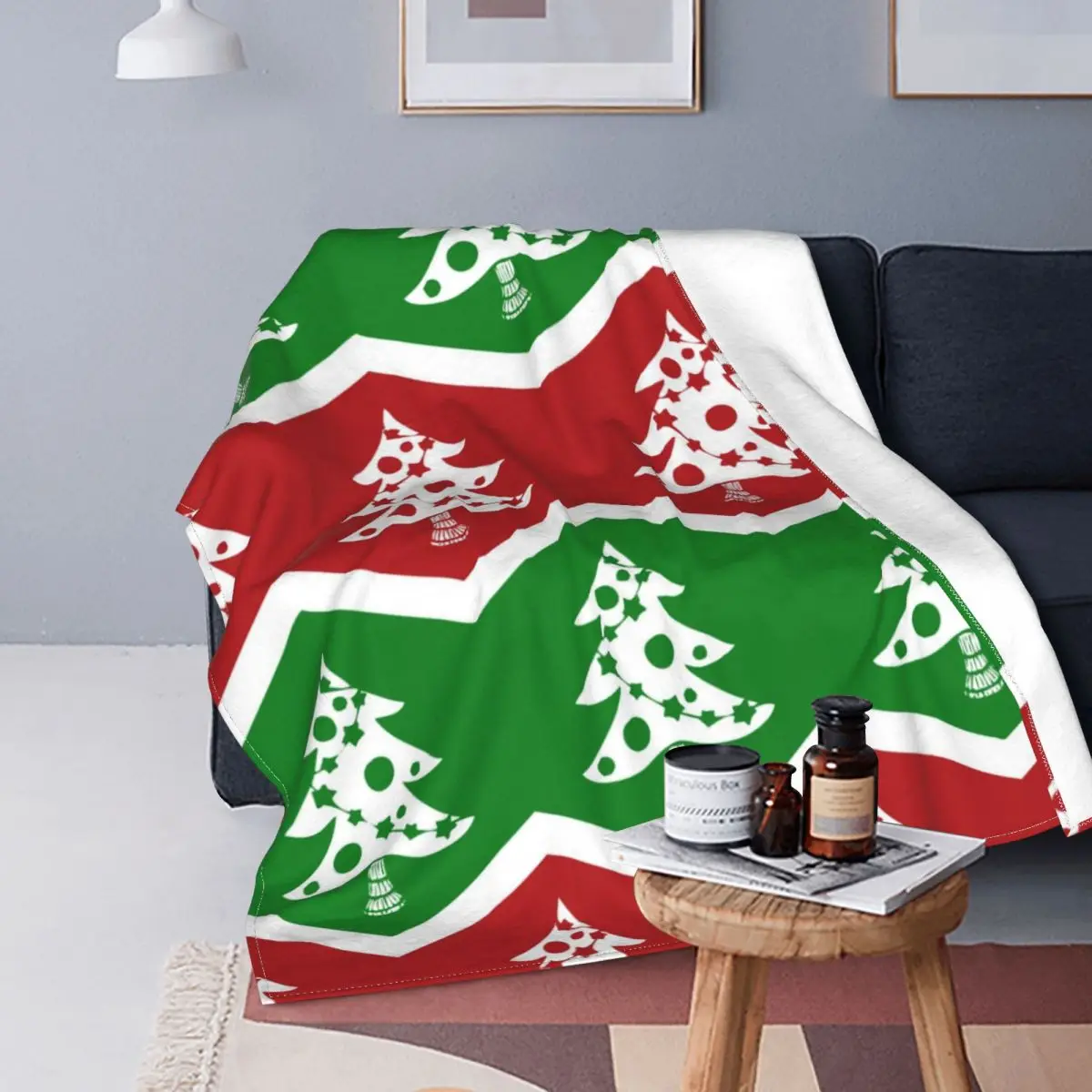 

Бесшовное одеяло с рисунком рождественской елки, летнее флисовое дышащее супермягкое покрывало в виде Красной снежинки для дивана, автомоб...