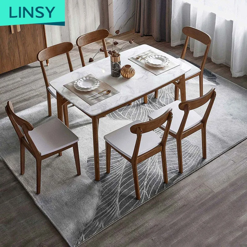 Linsy Европейская домашняя мебель роскошный обеденный стол и стулья в