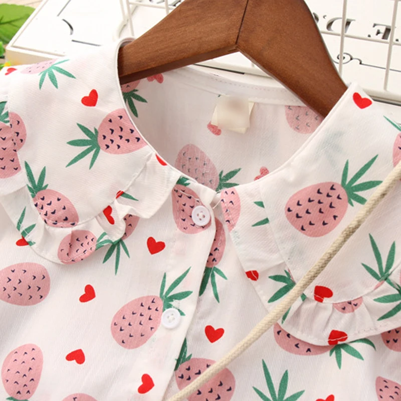 Bear Leader Girls Clothing Sets Summer Cute Princess Girl Shirt + Gauze Dress 2PCS Pineapple Set Children | Детская одежда и обувь