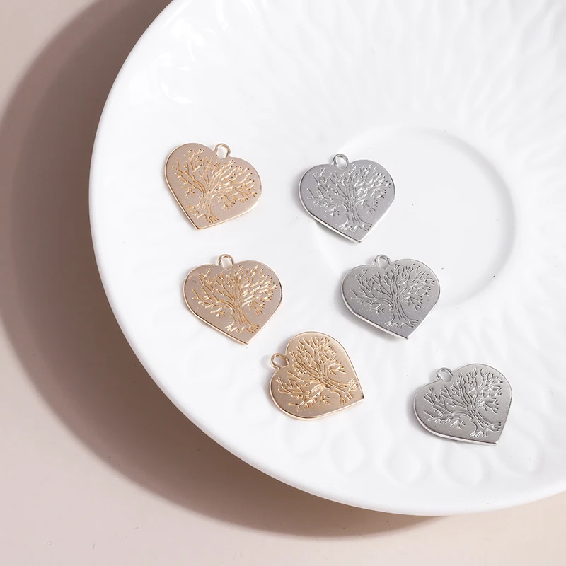 

10 шт./лот 24*23 мм романтические подвески в виде сердца для браслетов, подвесок, ожерелий, подвески в виде дерева из сплава, «сделай сам», изгото...