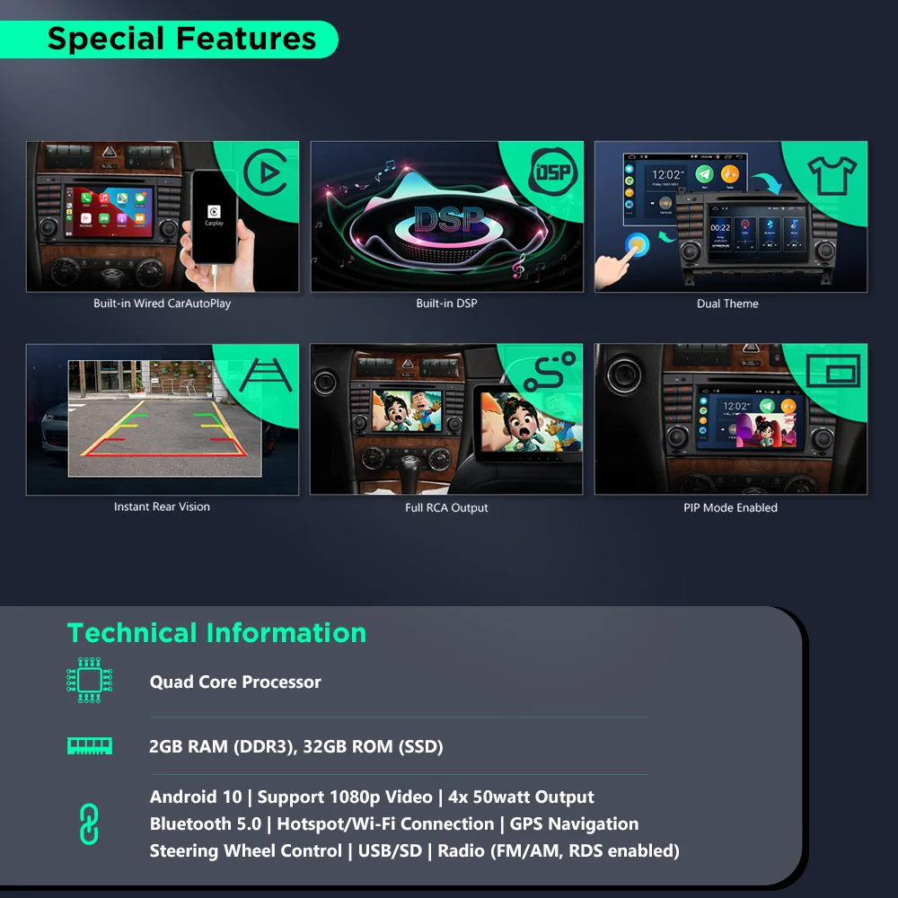 Автомобильный DVD-плеер XTRONS плеер 7 дюймов на Android 10 0 радио GPS для Mercedes Benz W209 W203 C180 C200