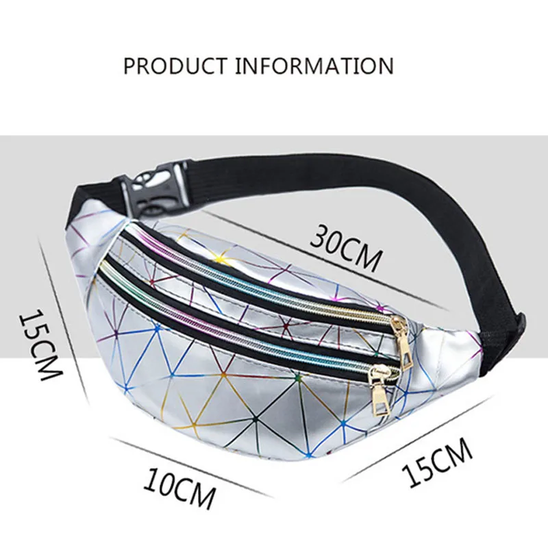 Поясная Сумка для женщин забавная розовая Серебристая Сумочка с геометрическим