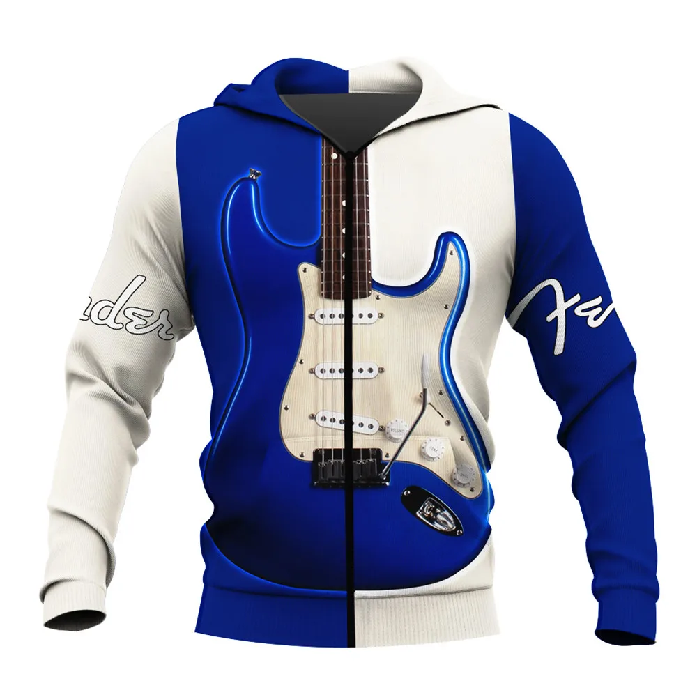 elektrische gitarre 3d alle über gedruckt zip hoodiesweatshirtpullover unisex mode lässig pullover herbst harajuku jacke zp222 free global
