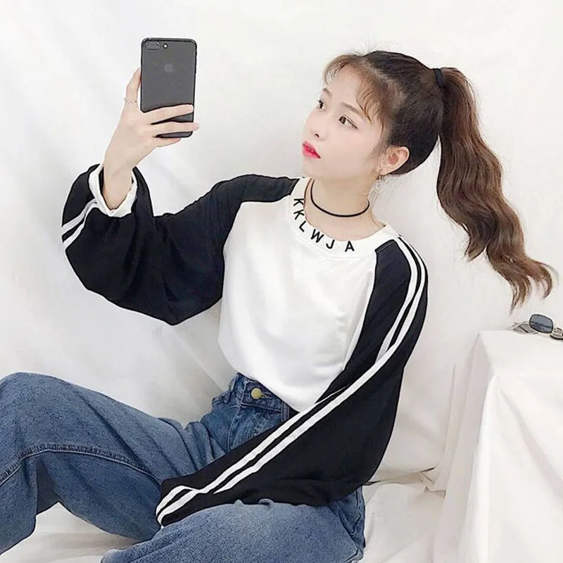 

Fashion Korean Harajuku Hip Hop Tshirt Streetwear Funny Long Sleeve T Shirt Women Casual Regular streetwear tshirt female