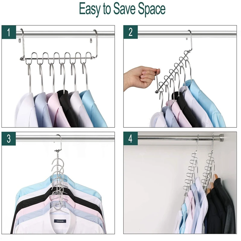 

Metal Space Saving Hangers 12 Slots New Version Hanger ic Cascading Hanger Closet Wardrobe Clothes Organizer(20 Pack)
