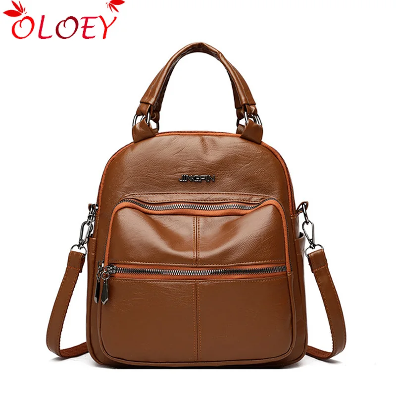 

Multifunctional Women Backpack Female Leather Backpack Small Mochila Feminina School Backpacks for Teenage Girls Bag Sac A Dos