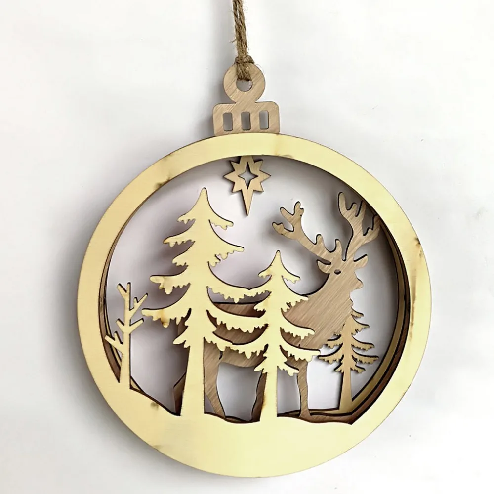 2019 деревянный Рождественский 3D большой кулон в форме лампочки украшение милый