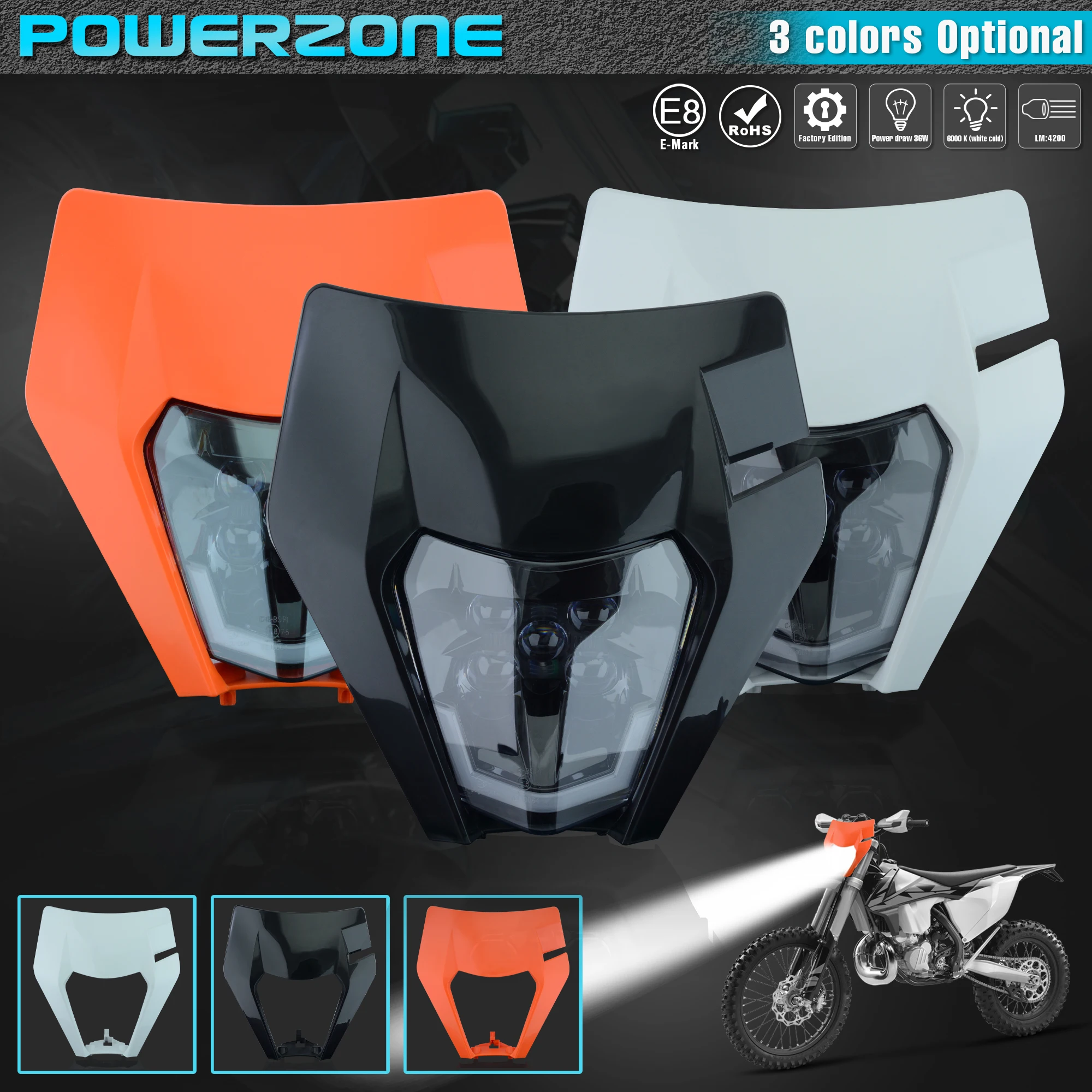 Светодиодный головной фонарь для мотоцикла PowerZone светильник обтекатель Supermoto KTM